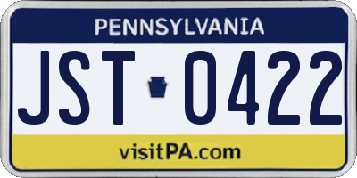 PA license plate JST0422
