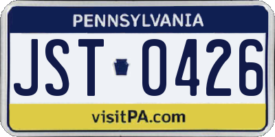 PA license plate JST0426