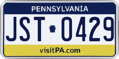 PA license plate JST0429