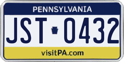 PA license plate JST0432