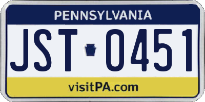PA license plate JST0451