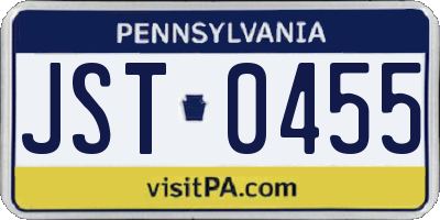 PA license plate JST0455