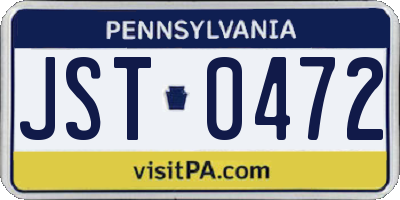 PA license plate JST0472