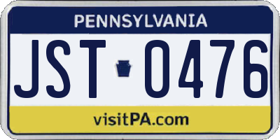 PA license plate JST0476