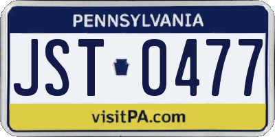 PA license plate JST0477