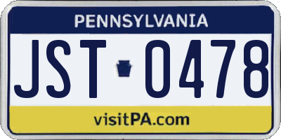 PA license plate JST0478