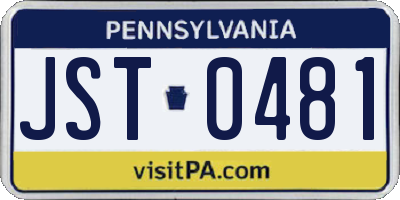 PA license plate JST0481