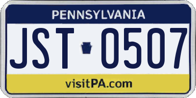 PA license plate JST0507