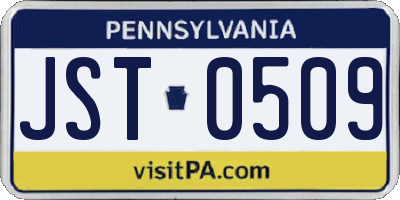 PA license plate JST0509