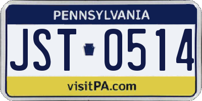 PA license plate JST0514