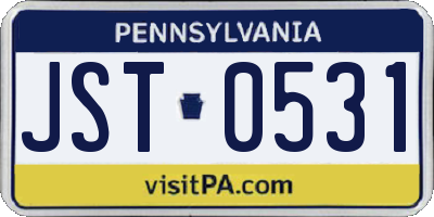 PA license plate JST0531