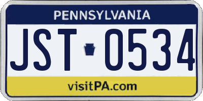 PA license plate JST0534