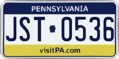 PA license plate JST0536
