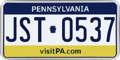 PA license plate JST0537