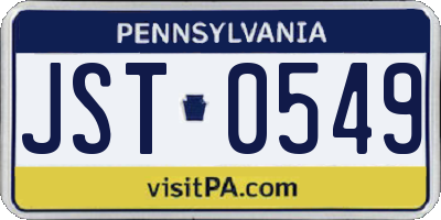 PA license plate JST0549