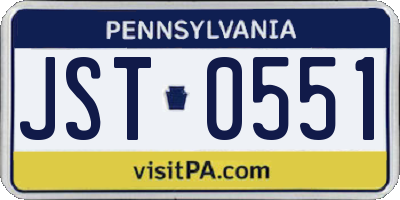 PA license plate JST0551