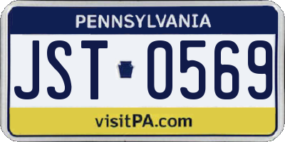 PA license plate JST0569
