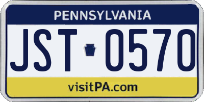 PA license plate JST0570