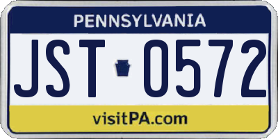 PA license plate JST0572
