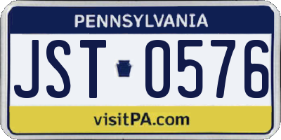 PA license plate JST0576