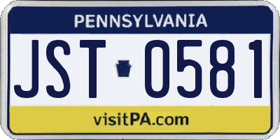 PA license plate JST0581