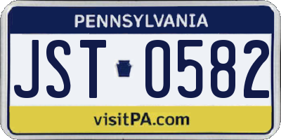 PA license plate JST0582