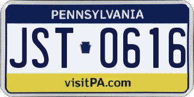 PA license plate JST0616
