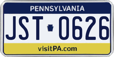 PA license plate JST0626