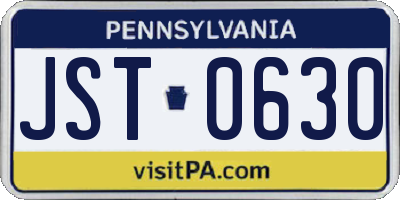 PA license plate JST0630
