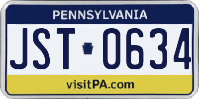 PA license plate JST0634
