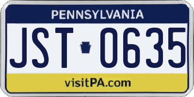 PA license plate JST0635