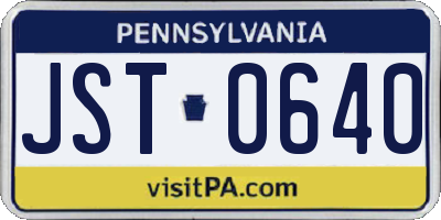 PA license plate JST0640
