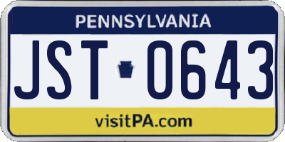 PA license plate JST0643