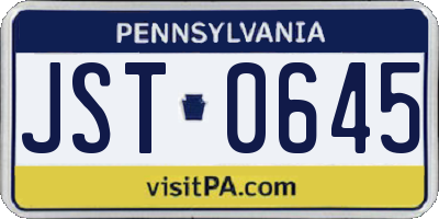PA license plate JST0645