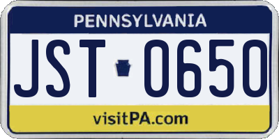 PA license plate JST0650