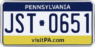 PA license plate JST0651