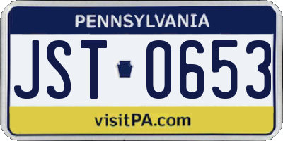 PA license plate JST0653