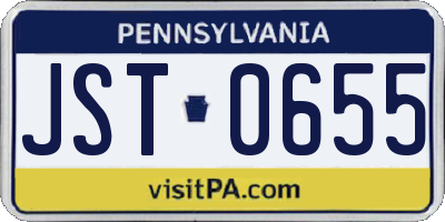 PA license plate JST0655