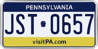 PA license plate JST0657