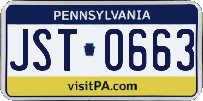 PA license plate JST0663