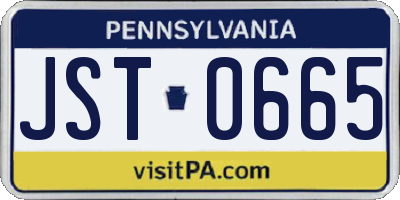 PA license plate JST0665