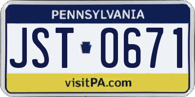 PA license plate JST0671