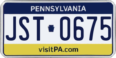 PA license plate JST0675