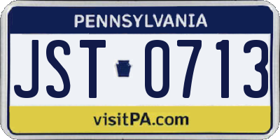 PA license plate JST0713