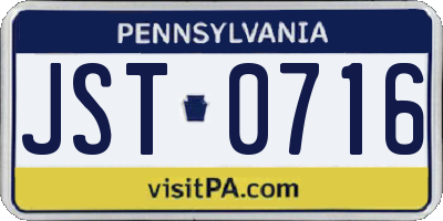 PA license plate JST0716