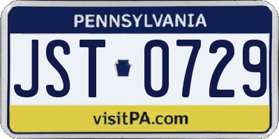 PA license plate JST0729