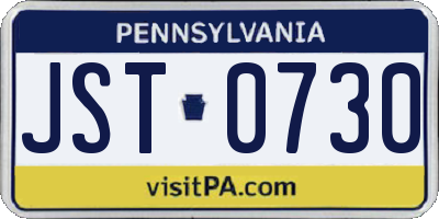 PA license plate JST0730