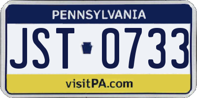 PA license plate JST0733