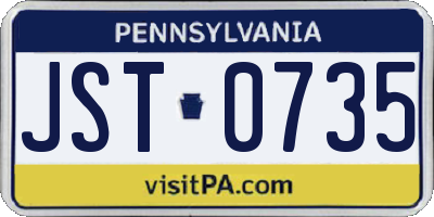 PA license plate JST0735
