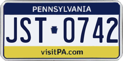 PA license plate JST0742